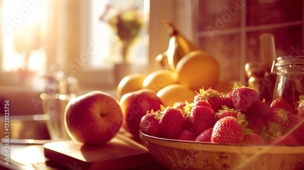 Fototapeta フルーツと朝のキッチン