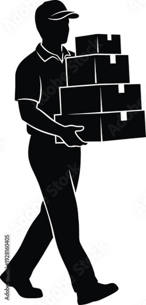 Obraz Delivery man carrying boxes