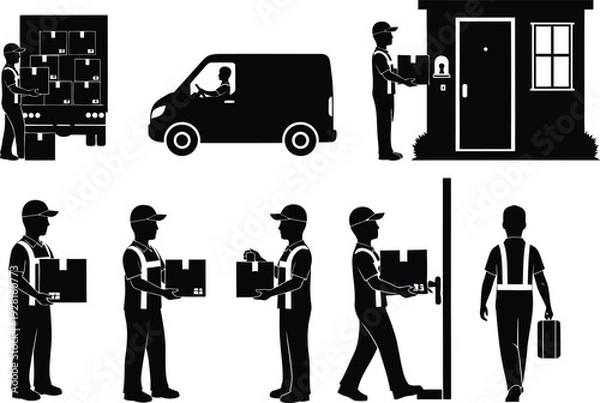 Obraz Delivery worker icon set