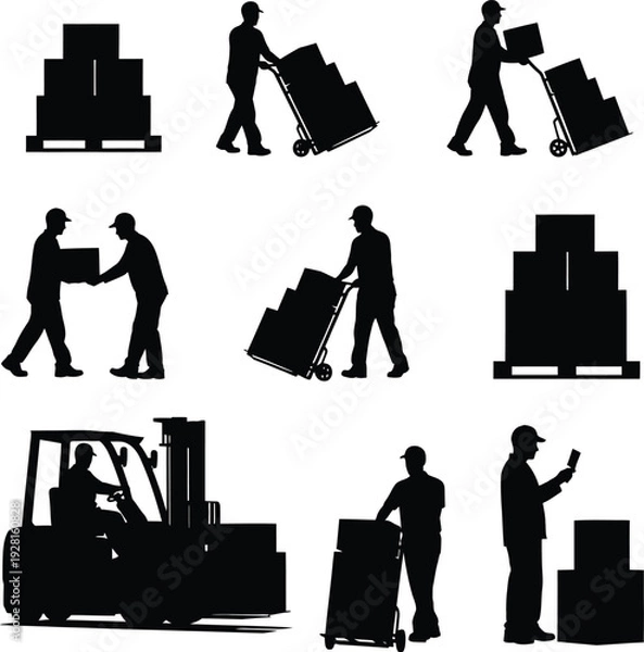 Obraz Warehouse worker icons set