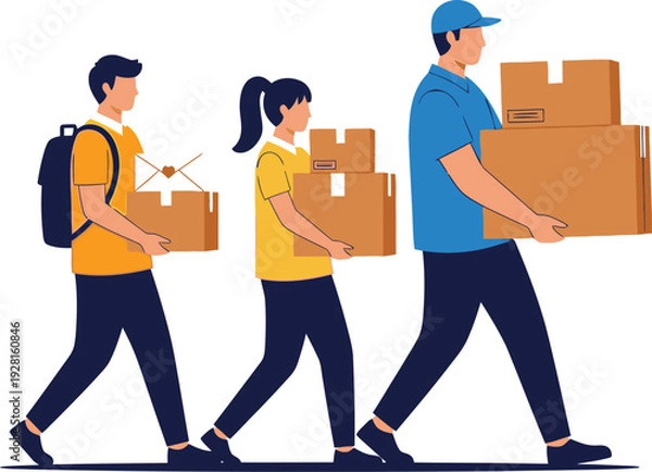 Obraz Delivery people carrying boxes