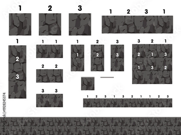 Obraz 岩の断面の地面のブロックのイラスト素材_どの組み合わせでもくっつきます