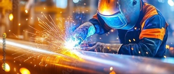 Obraz Man is welding a pipe