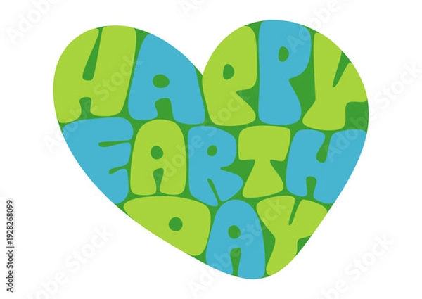 Obraz アースデーのレトロなハートタイポグラフィ