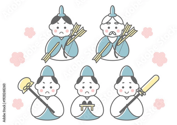Obraz ひなまつりの随身と仕丁のシンプルイラスト
