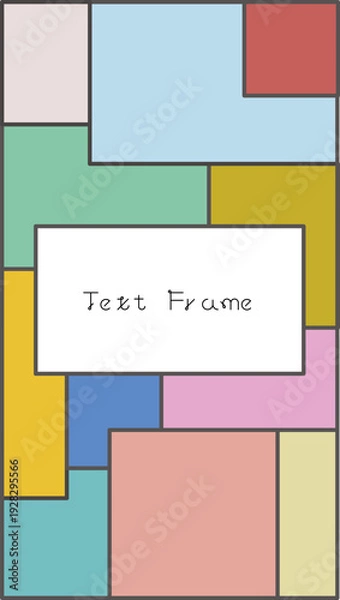 Obraz パステルカラーの長方形が重なり合うポップなモバイルフレーム背景