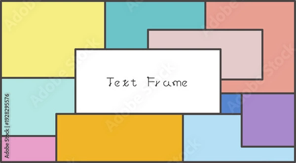Obraz パステルカラーの長方形が重なり合うモダンなフレーム背景