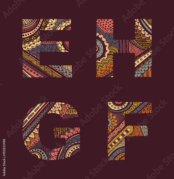 Fototapeta Vector letters set E-H