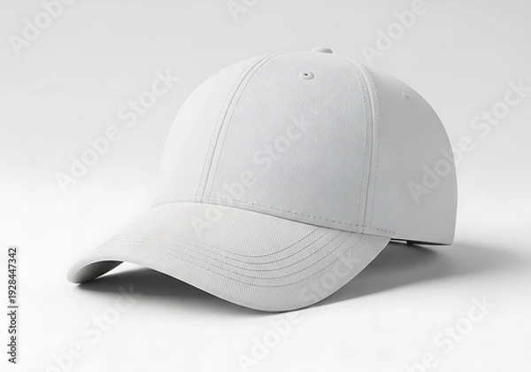 Obraz A plain white baseball cap isolated on a seamless white background