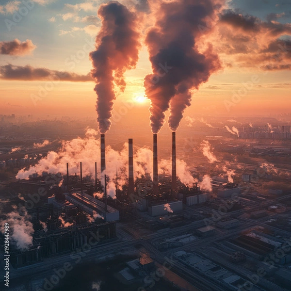 Obraz Urban Industrial Zone With Dramatic Sky