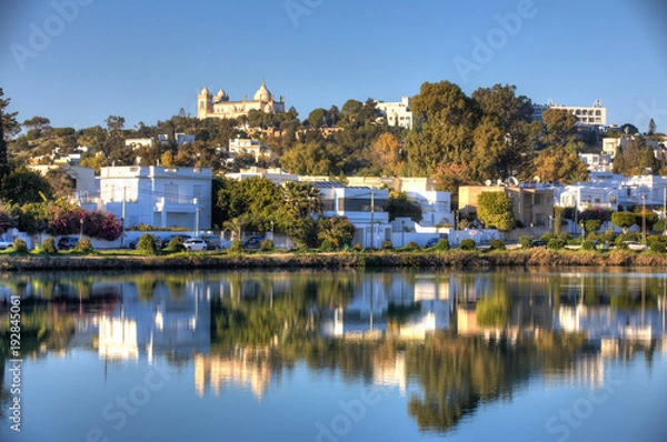 Obraz A View of from the Military Phoenician Port of Saint Louis Carthage Cathedral