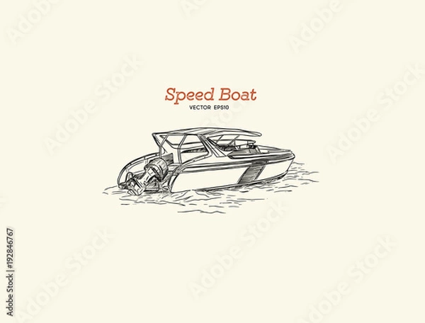 Obraz Vector speed boat, hand draw vector.