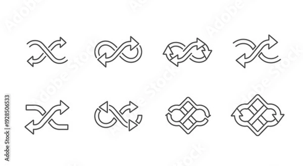 Obraz Shuffle icon set. Random vector arrows collection.
