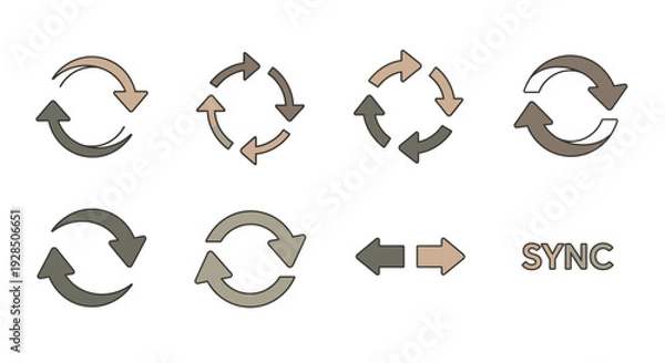 Obraz Sync icons set. Arrows in circle. Vector illustration