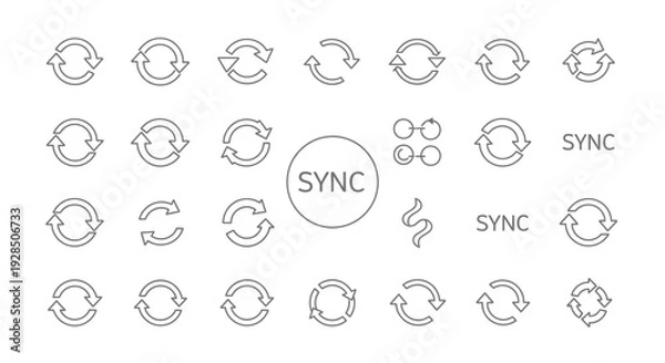 Obraz Sync Icons Set, Synchronization Symbols Collection