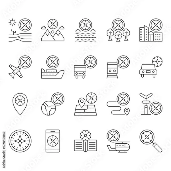 Fototapeta Compass Direction Icon Set