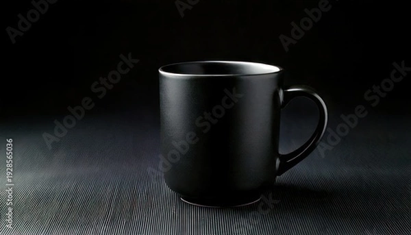 Obraz Elegant black mug on dark surface with subtle lighting.