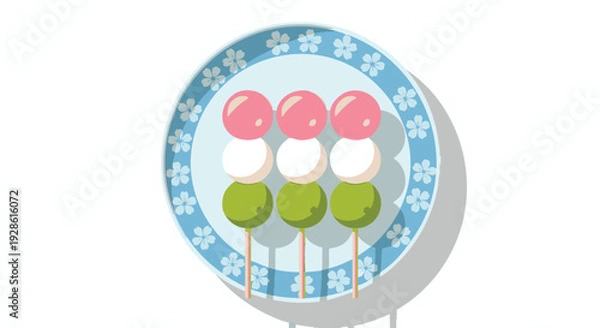 Fototapeta Japanese Dango Round Badge