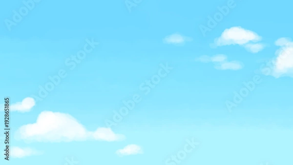 Obraz 青空・爽やかな晴天の背景　手描きイラスト素材