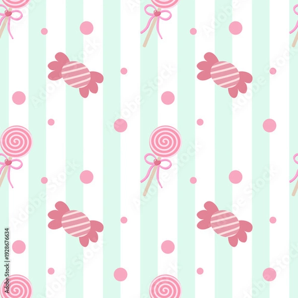 Obraz Cute Pastel Candy Seamless Pattern Background