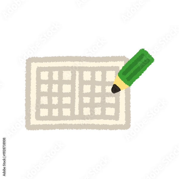 Obraz 読書感想文 イラスト 夏休み 宿題 紙 鉛筆 手描き アイコン