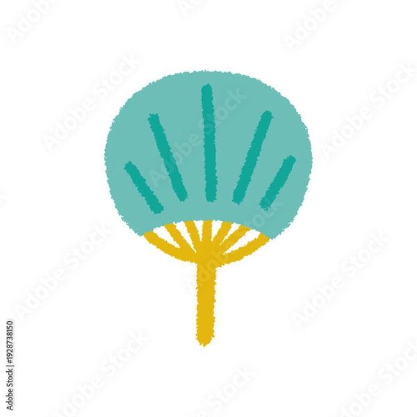 Obraz うちわ イラスト 夏 小物 手描き シンプル