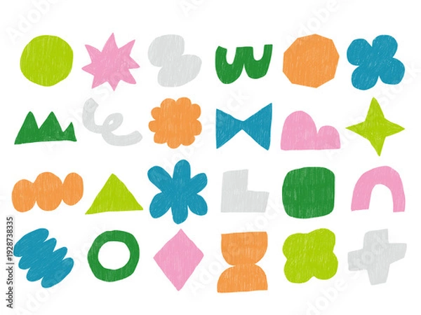 Fototapeta 手描きあしらいセット　幾何学模様　カラフル　パターン