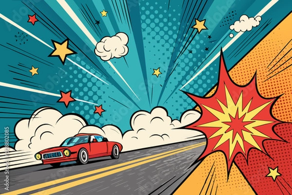 Obraz Showcasing Comic With Motion And Impact Eff Vibrant Creative Visual