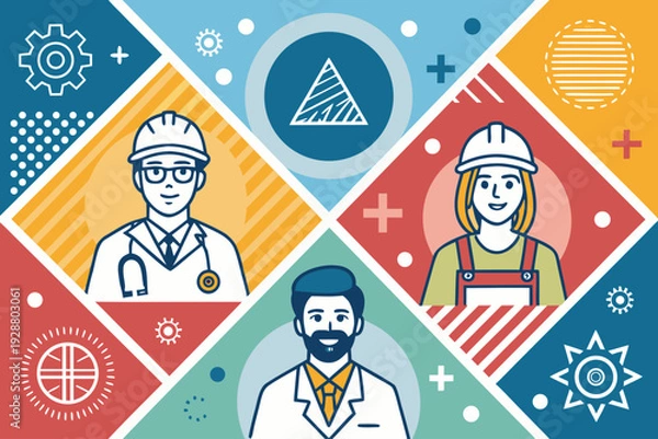 Obraz Professions With Bold Geo Creative Visual Great for Commercial Projects