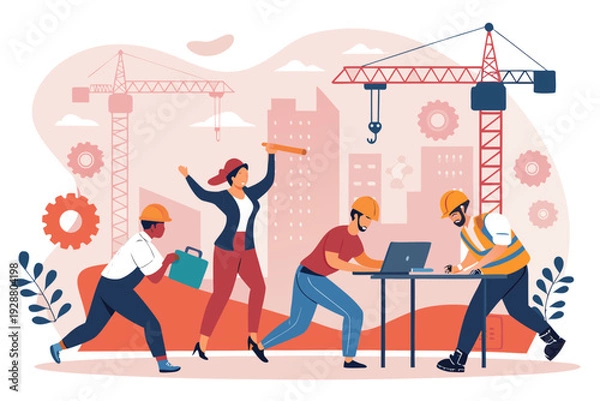 Obraz Beautiful Workers With Bold Dynamic Premium Digital Asset