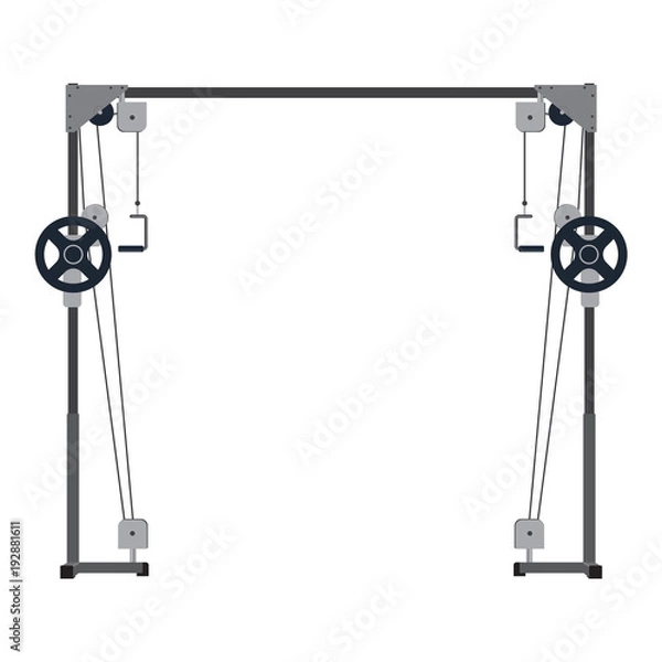 Fototapeta Cable Machine. Power simulator crossover. Multi-gym for strength training block type. Healthy lifestyle. Vector