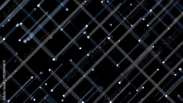 Obraz Abstract Light Patterns with Glowing Lines and Dots on Dark Background
