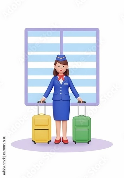 Obraz 美しい女性は荷物を持つ