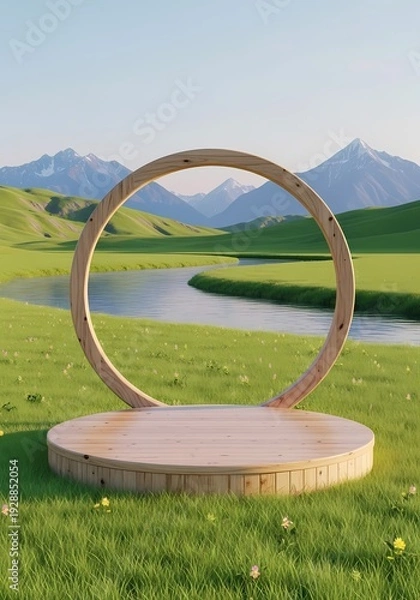 Obraz 草原に舞台が静かに立つ