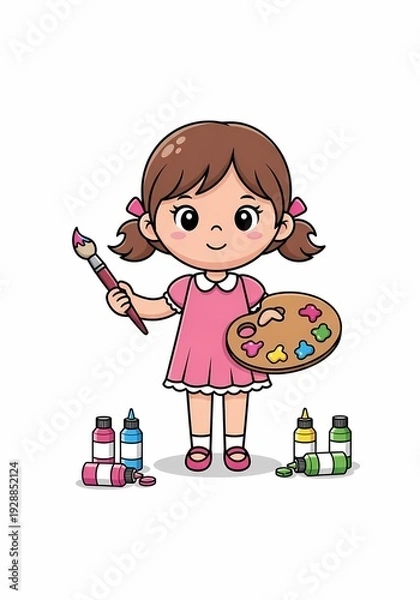 Obraz 可愛い少女が絵を描く