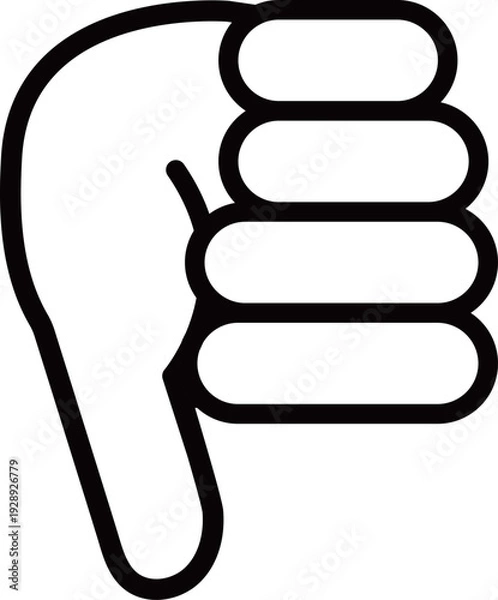 Obraz サムズダウンする手　低評価ボタン　ベクターイラスト素材