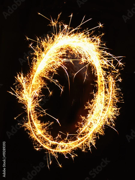 Fototapeta Digit 0 made of sparklers