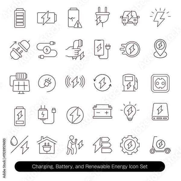 Obraz 充電・バッテリー・再生可能エネルギーアイコンセット