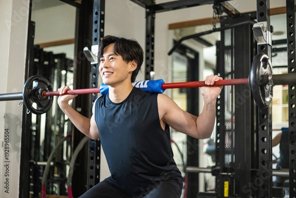 Obraz バーベルを担ぐ男性