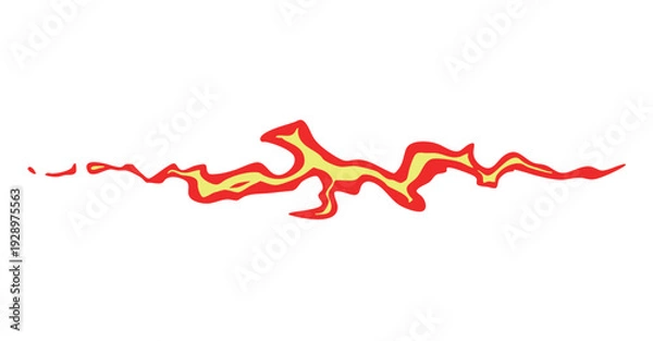 Obraz 横に細長く伸びる炎のエフェクト。シンプルな火の編集可能なベクターイラスト。辛い味のイメージ