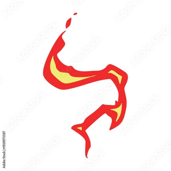 Obraz 鞭のように燃え上がる炎のエフェクト。シンプルな火の編集可能なベクターイラスト。辛い味のイメージ