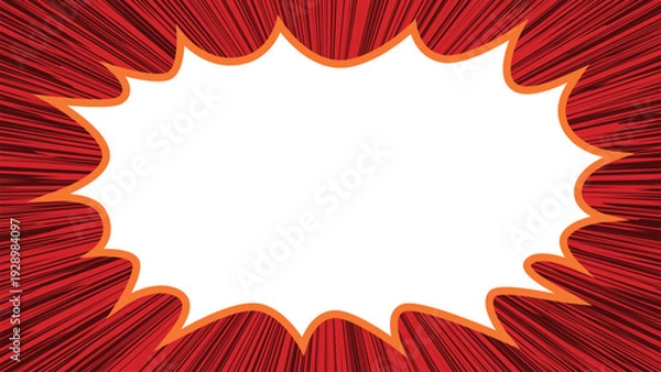 Obraz 漫画風 集中線と吹き出しフレーム インパクト背景