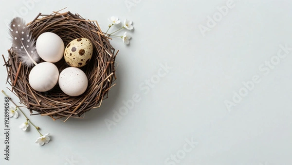 Obraz Elegant Spring Easter Composition with Quail Eggs