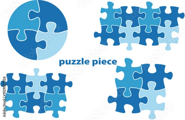 Obraz 青いパズルピースセット