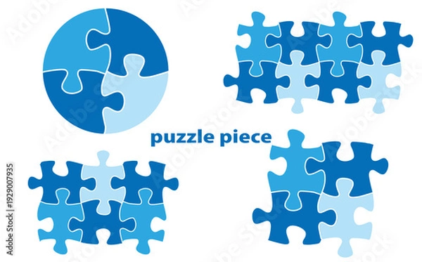 Obraz 水色のパズルピース素材セット