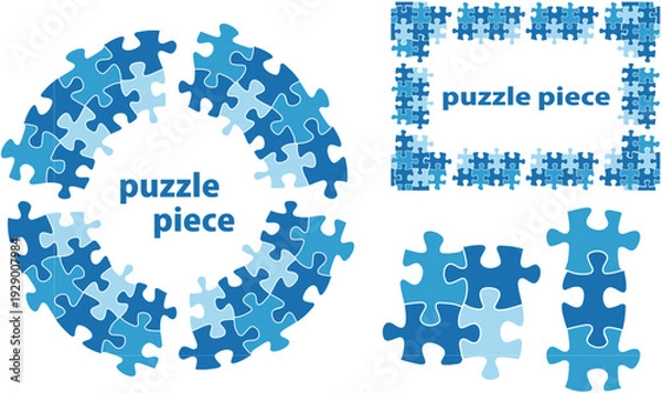 Obraz パズルのテキストフレームイラスト素材セット