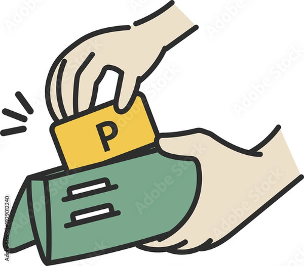 Obraz 財布からポイントカードを取り出すイラスト
