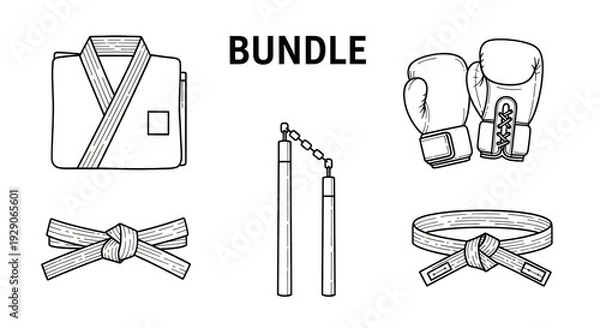 Obraz Martial arts equipment bundle illustration