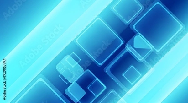 Obraz Abstract Geometric Composition with Diagonal Elements and Glowing Rectangular Shapes on Blue Background