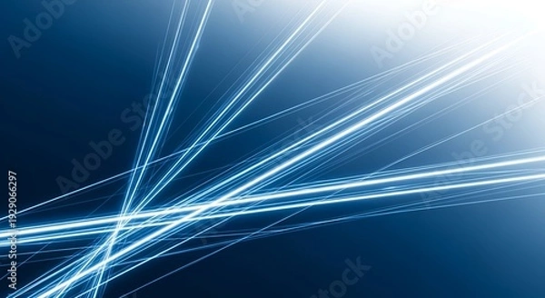Obraz Abstract Glowing Light Trails Against a Gradient Blue Background